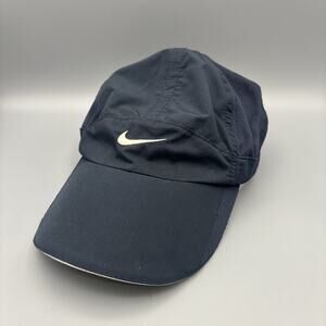 Nike Featherlight Hat Cap Strap Back Dri Fit 7 Panel Tailwind Navy Blue